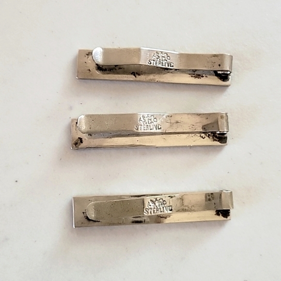 Vintage Men's Sterling Silver Tie Clips - 3 - Picture 3 of 4